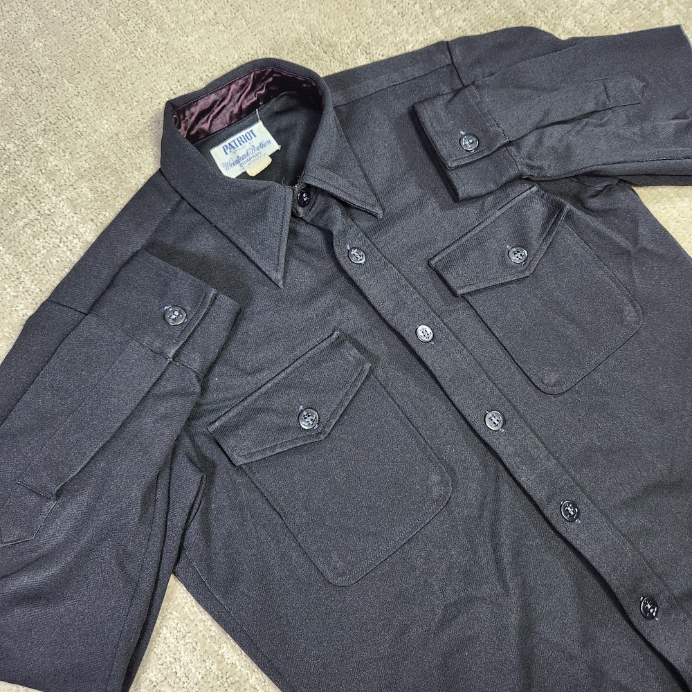 Vintage 50s 60s Military Shirt Men 15-15.5 PATRIOT Weintraub Bros US Navy CPO